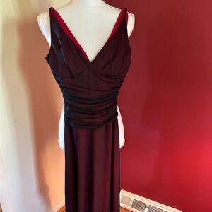 V neck Red and Black Shear Cocktail Dresd